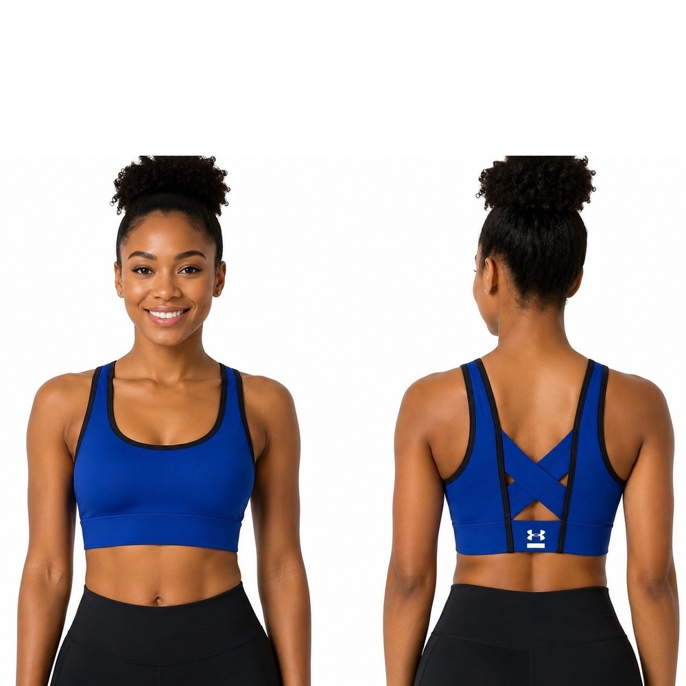 Under Armour Blue Crisscross Back Sports Bra Crop‎ Top M Yoga Activewear 104-81
